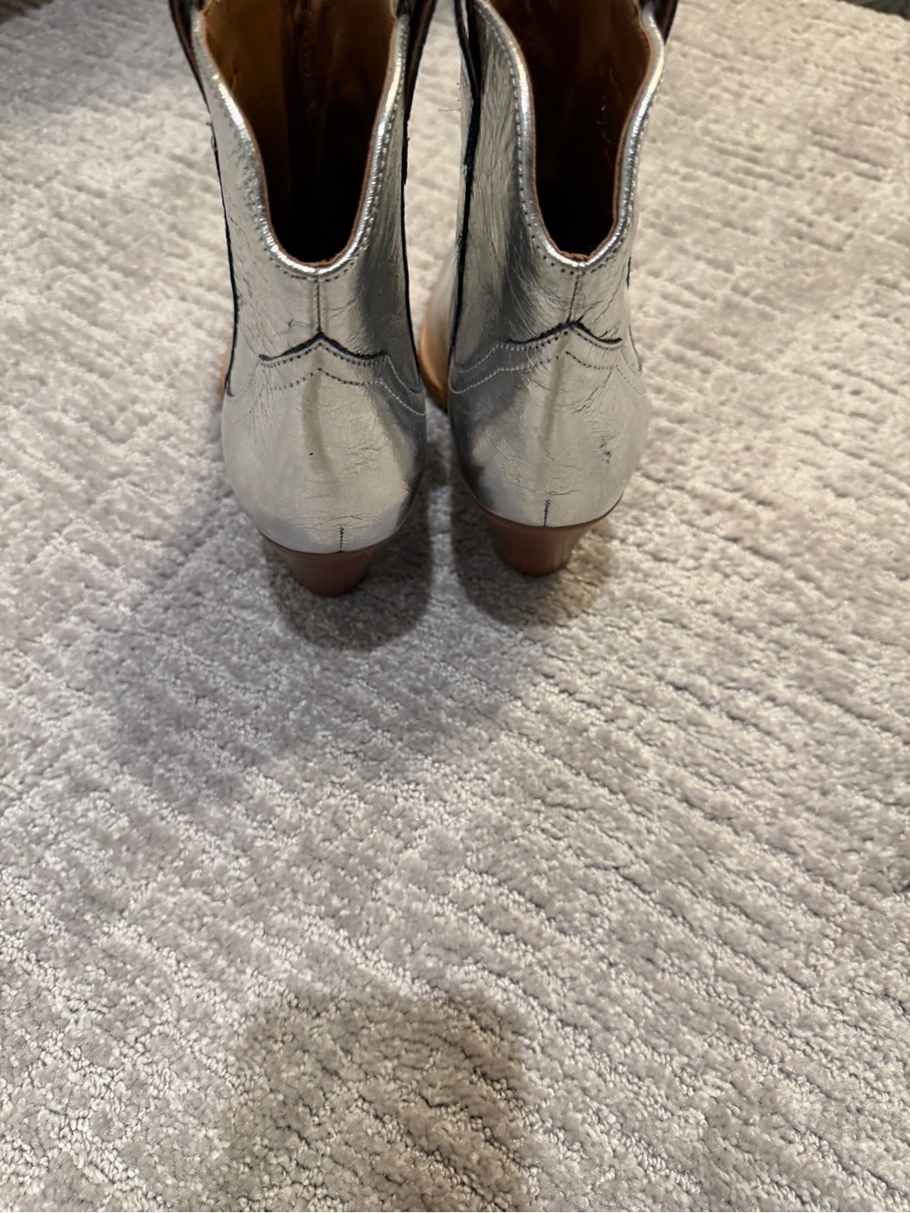 Marc Fisher Metallic Silver Leather Ankle Booties
